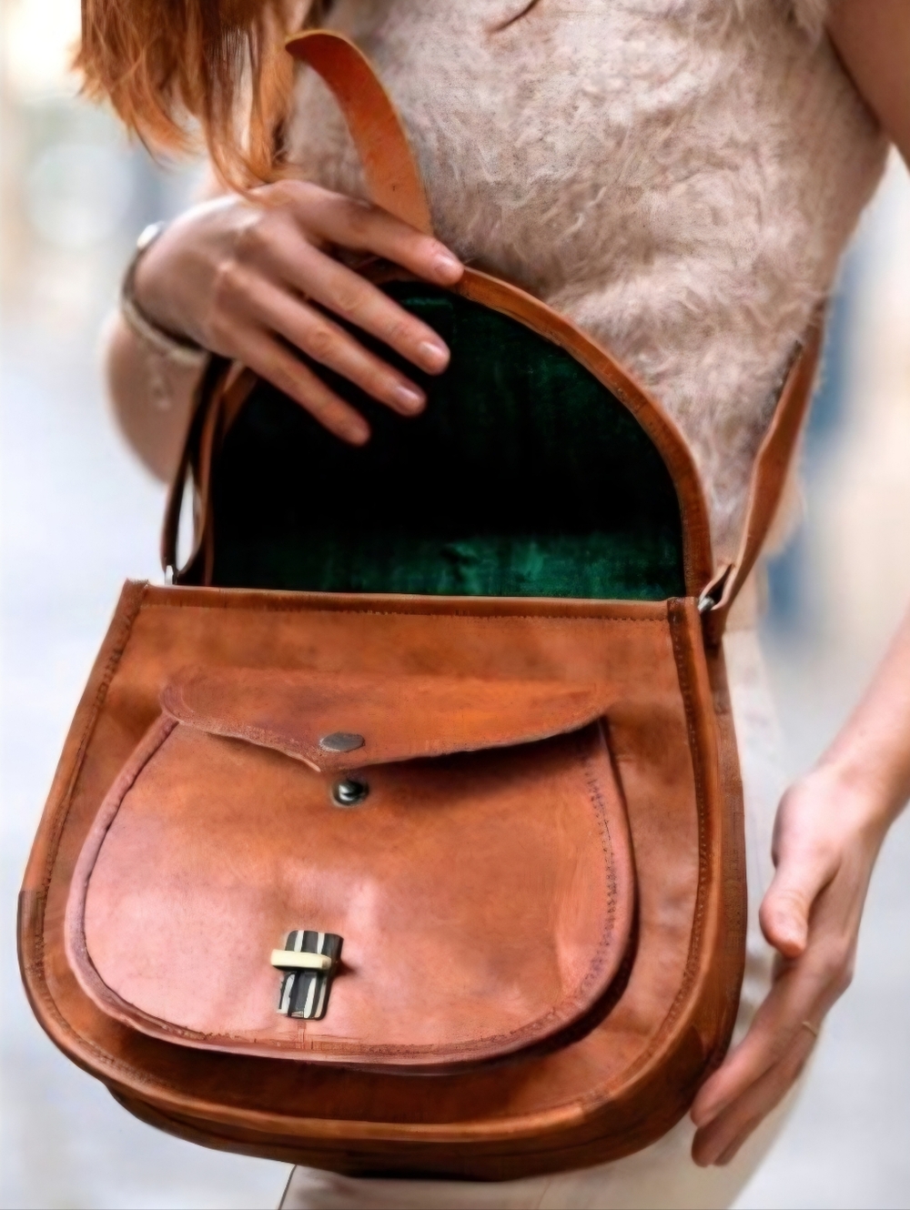 Firu Handmade Waxed Goat Hide Leather  Saddlebag!